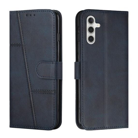 Per Samsung Galaxy S23 FE 5G Custodia in pelle con fibbia in vitello con cuciture (blu)