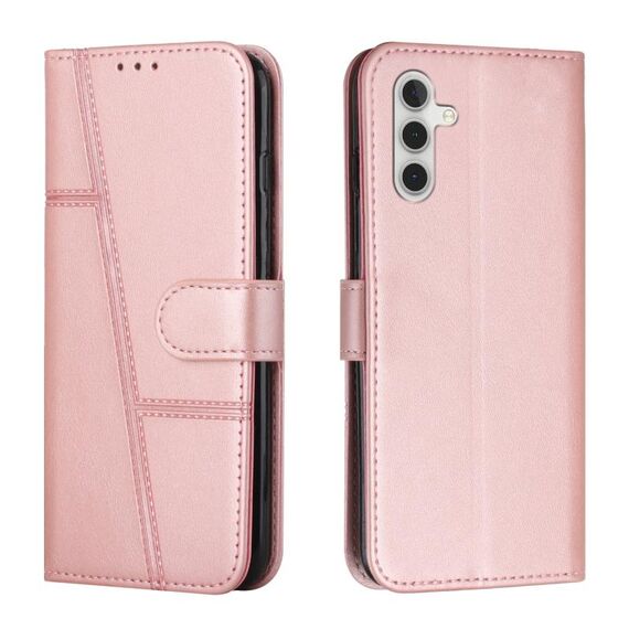 Per Samsung Galaxy S23 FE 5G Custodia in pelle con fibbia in vitello con cuciture (oro rosa)