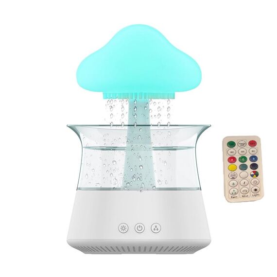CH06 Umidificatore a pioggia da 300 ml Fungo nuvola Lampada da notte colorata Macchina per aromaterapia, stile: con telecomando (bianco)