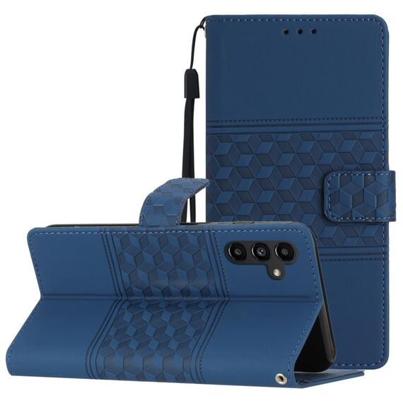 Per Samsung Galaxy S23 FE 5G Custodia in pelle con effetto pelle goffrata con diamanti (blu scuro)