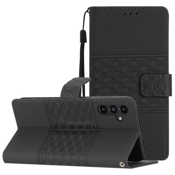 Per Samsung Galaxy S23 FE 5G Custodia per telefono in pelle con effetto pelle goffrata diamante (nero)