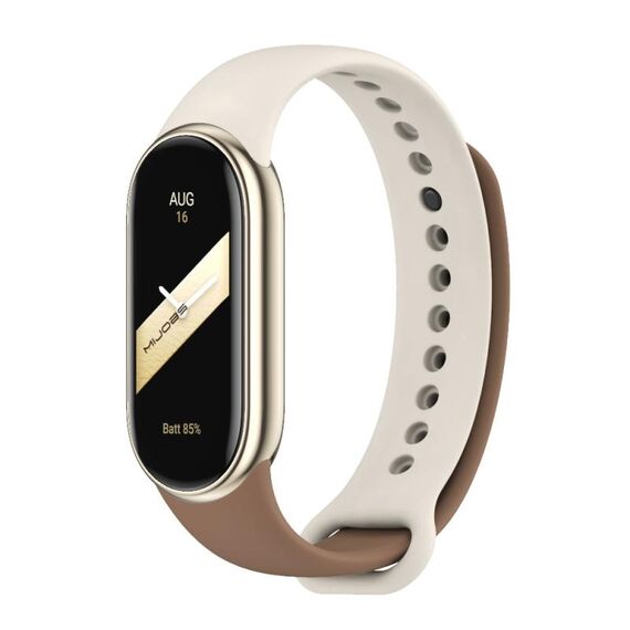 Per cinturino in silicone bicolore Mijobs Xiaomi Mi Band 8 (caffè + grigio)