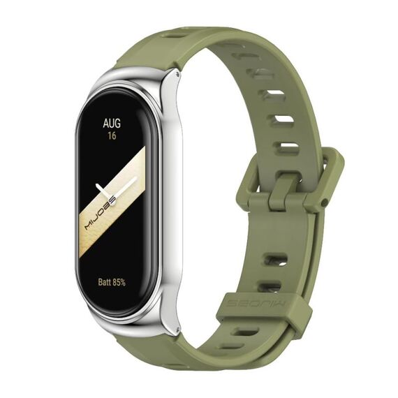Per Xiaomi Mi Band 8 Mijobs CS Case Cinturino in silicone con foro piatto (verde militare argento)
