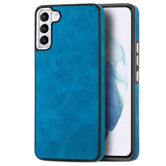 Per Samsung Galaxy S22 + 5G Custodia per telefono antiurto in TPU galvanico effetto pelle (blu)