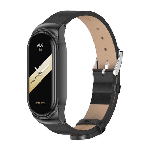 Per Xiaomi Mi Band 8 Mijobs CS Case Cinturino in pelle PU in microfibra (nero)