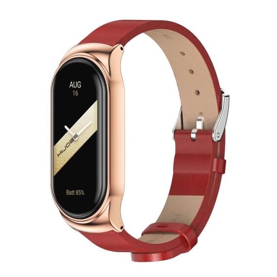 Per Xiaomi Mi Band 8 Mijobs CS Case Cinturino in pelle PU in microfibra (oro rosa rosso)