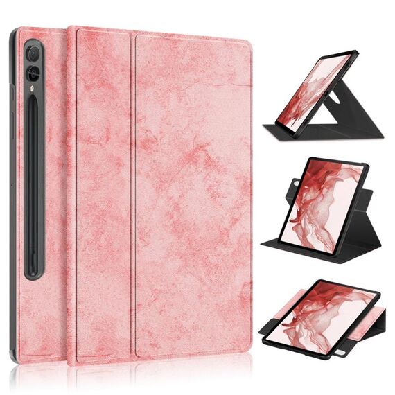 Per Samsung Galaxy Tab S9 360 Rotation Stand Custodia per tablet in pelle intelligente (rosa)