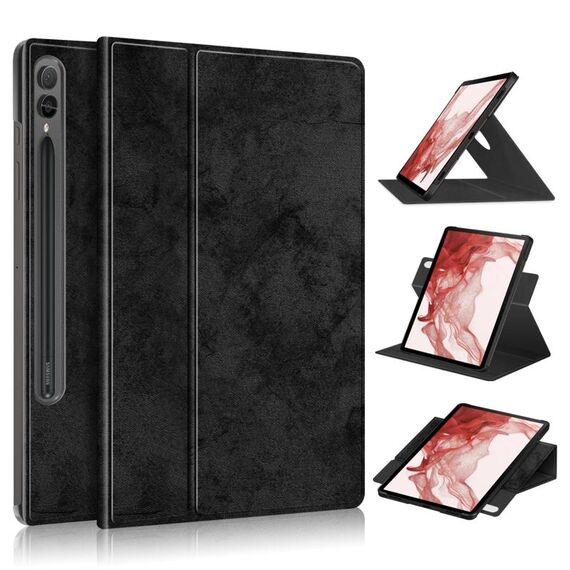 Per Samsung Galaxy Tab S9 + 360 Rotation Stand Custodia per tablet in pelle intelligente (nero)