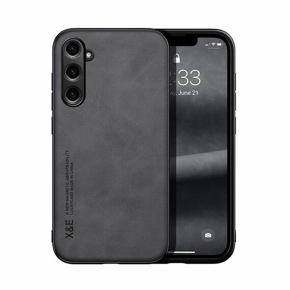 Custodia posteriore in pelle magnetica per Samsung Galaxy S23 FE 5G Skin Feel (grigio scuro)