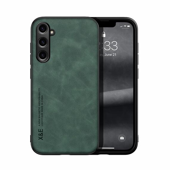 Custodia posteriore in pelle magnetica per Samsung Galaxy S23 FE 5G Skin Feel (verde)