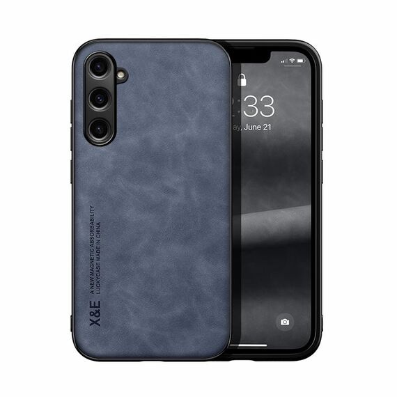 Custodia posteriore in pelle magnetica per Samsung Galaxy S23 FE 5G Skin Feel (blu)