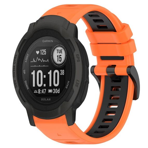 Per Garmin Instinct 2 Solar 22mm Cinturino sportivo in silicone bicolore (arancione + nero)