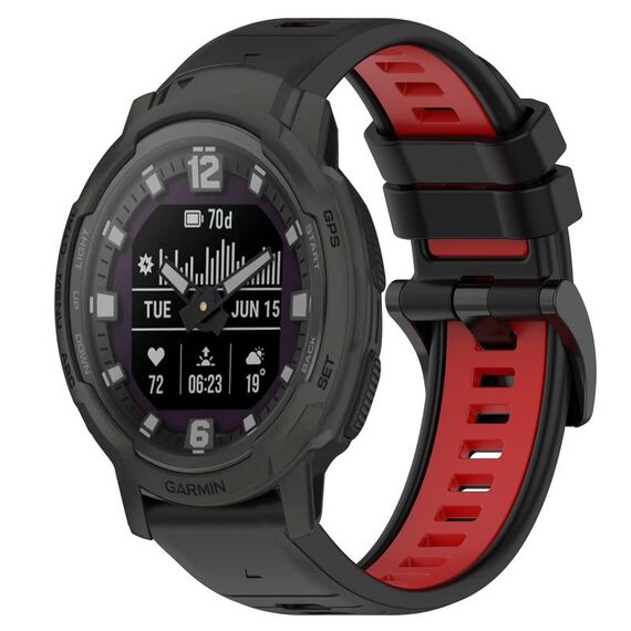 Per Garmin Instinct Crossover 22mm Cinturino sportivo in silicone bicolore (nero + rosso)
