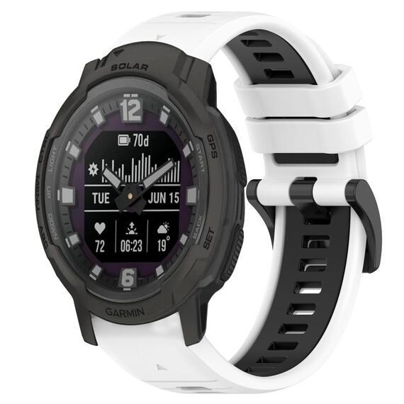 Per Garmin Instinct Crossover Solar 22mm Cinturino sportivo in silicone bicolore (bianco + nero)