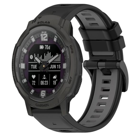 Per Garmin Instinct Crossover Solar 22mm Cinturino sportivo in silicone bicolore (nero + grigio)