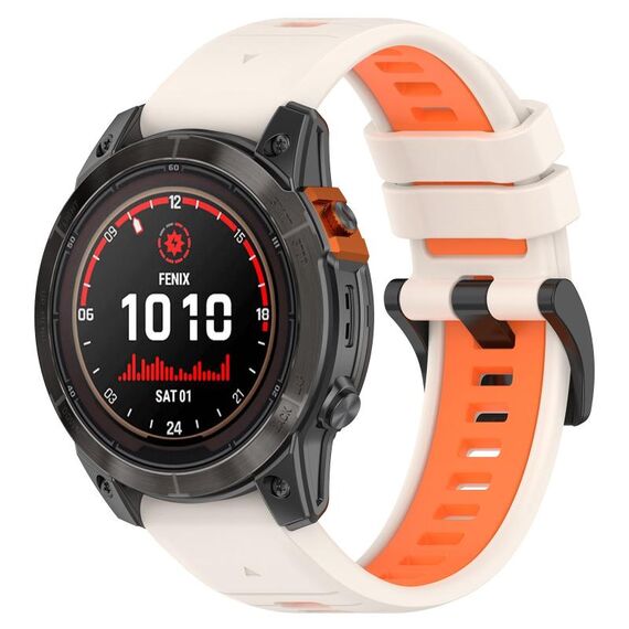 Per Garmin Fenix 7 22mm Cinturino sportivo in silicone bicolore (Starlight + Orange)