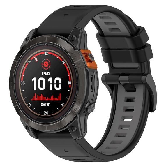 Per Garmin Epix Gen 2 22mm Cinturino sportivo in silicone bicolore (nero + grigio)
