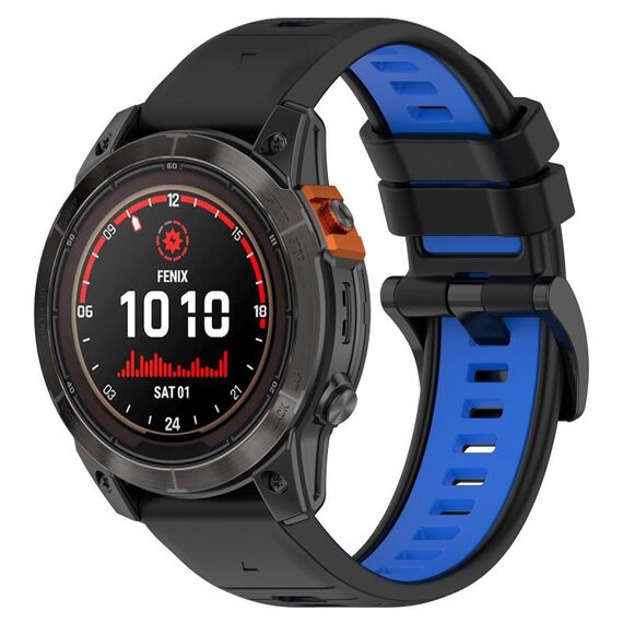 Per Garmin Epix Gen 2 22mm Cinturino sportivo in silicone bicolore (nero + blu)