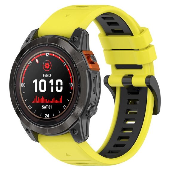 Per Garmin Epix Gen 2 22mm Cinturino sportivo in silicone bicolore (giallo + nero)