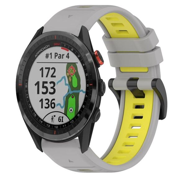 Per Garmin Approach S62 22mm Cinturino sportivo in silicone bicolore (grigio + giallo)