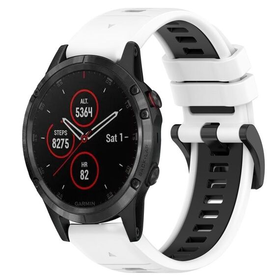 Per Garmin Fenix 5 Plus 22mm Cinturino sportivo in silicone bicolore (bianco + nero)