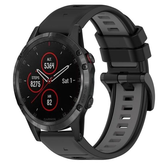 Per Garmin Fenix 5 Plus 22mm Cinturino sportivo in silicone bicolore (nero + grigio)