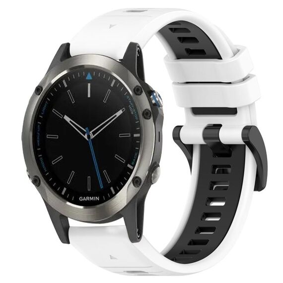 Per Garmin Quatix 5 Sapphire 22mm Cinturino sportivo in silicone bicolore (bianco + nero)