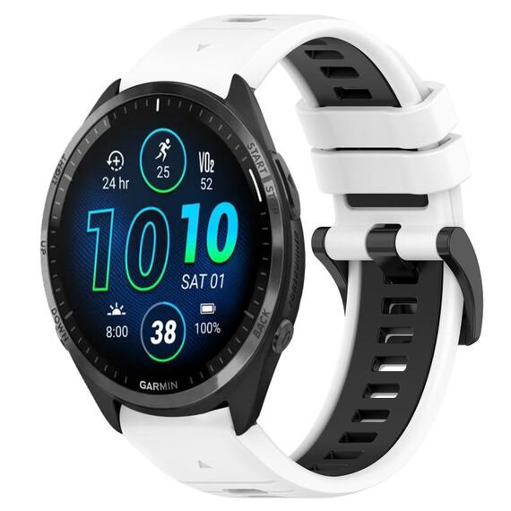 Per Garmin Forerunner 965 22mm Cinturino sportivo in silicone bicolore (bianco + nero)