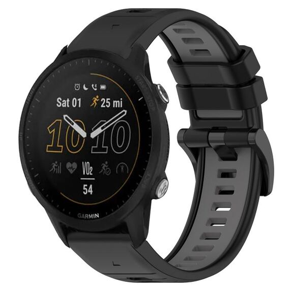 Per Garmin Forerunner 955 22mm Cinturino sportivo in silicone bicolore (nero + grigio)