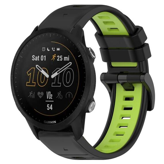 Per Garmin Forerunner 955 22mm Cinturino sportivo in silicone bicolore (nero + verde lime)