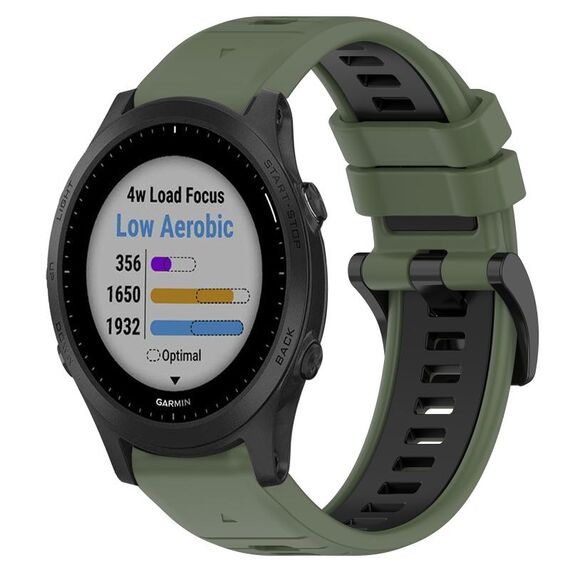 Per Garmin Forerunner 945 22mm Cinturino sportivo in silicone bicolore (verde oliva + nero)