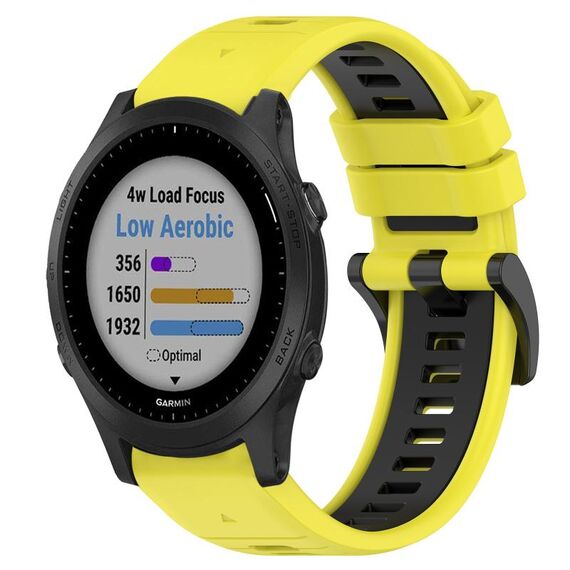 Per Garmin Forerunner 945 22mm Cinturino sportivo in silicone bicolore (giallo + nero)