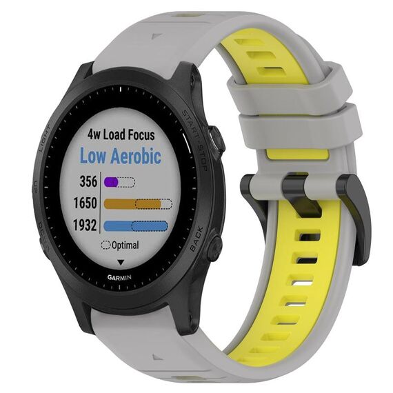 Per Garmin Forerunner 945 22mm Cinturino sportivo in silicone bicolore (grigio + giallo)