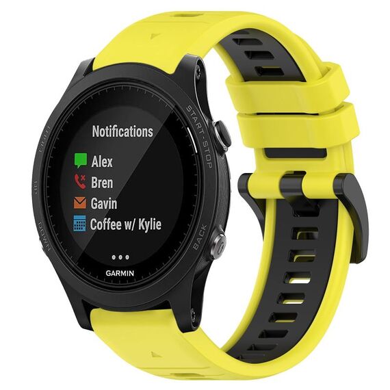 Per Garmin Forerunner 935 22mm Cinturino sportivo in silicone bicolore (giallo + nero)