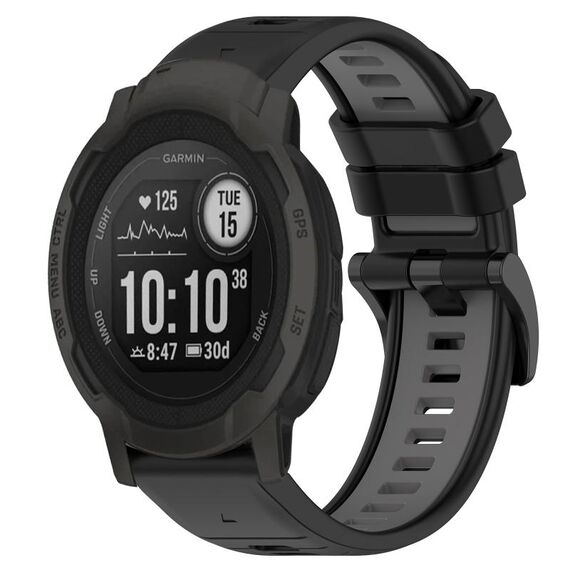 Per Garmin Instinct 22mm Cinturino sportivo in silicone bicolore (nero + grigio)