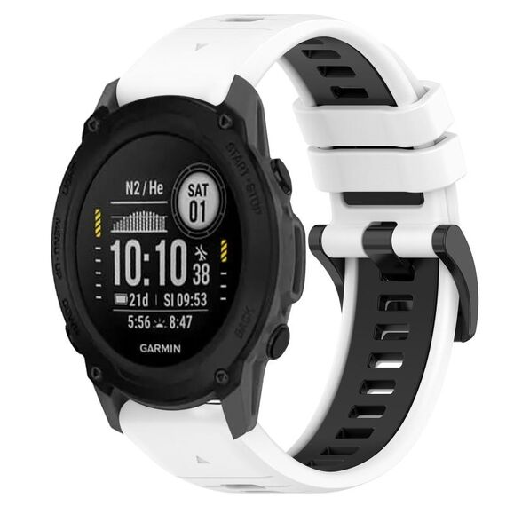 Per Garmin Descent G1 22mm Cinturino sportivo in silicone bicolore (bianco + nero)
