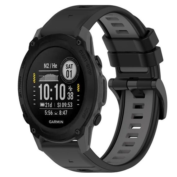 Per Garmin Descent G1 22mm Cinturino sportivo in silicone bicolore (nero + grigio)