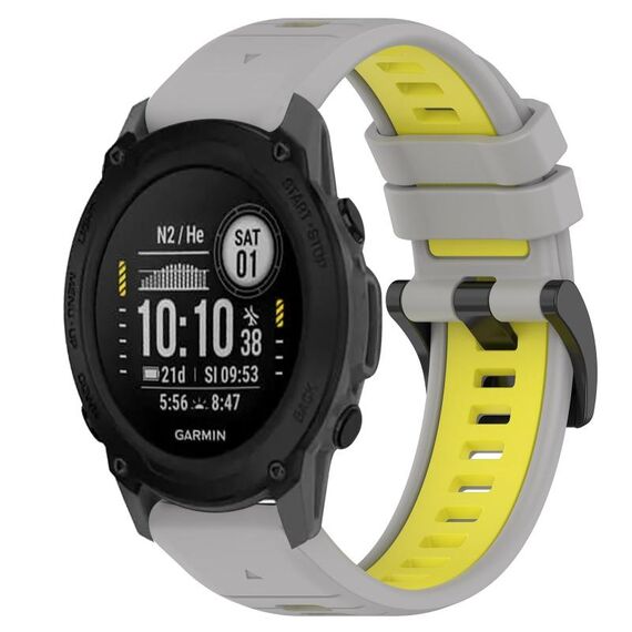 Per Garmin Descent G1 22mm Cinturino sportivo in silicone bicolore (grigio + giallo)