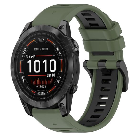 Per Garmin Epix Pro 42mm 20mm Cinturino sportivo in silicone bicolore (verde oliva + nero)