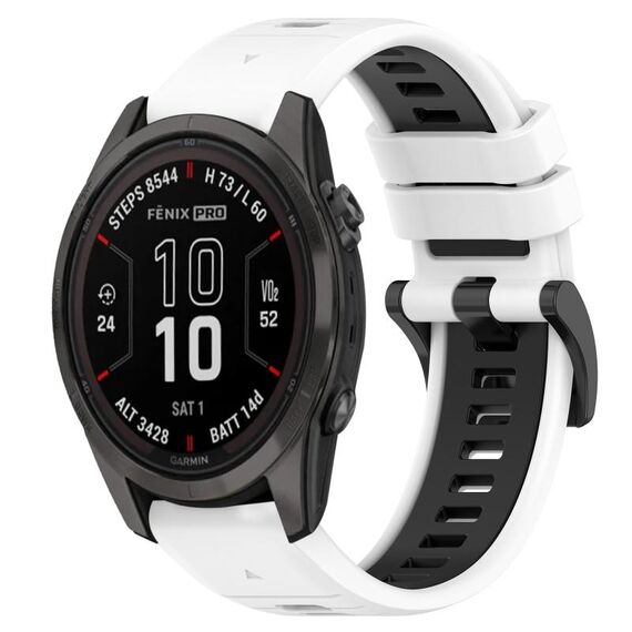 Per Garmin Fenix 7S 20mm Cinturino sportivo in silicone bicolore (bianco + nero)