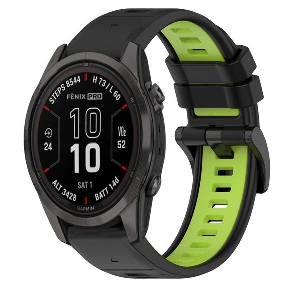 Per Garmin Fenix 7S 20mm Cinturino sportivo in silicone bicolore (nero + verde lime)