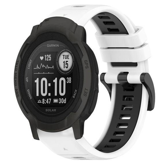 Per Garmin Instinct 2S 20mm Cinturino sportivo in silicone bicolore (bianco + nero)