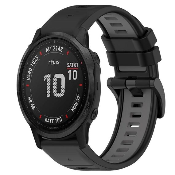 Per Garmin Fenix 6S 20mm Cinturino sportivo in silicone bicolore (nero + grigio)