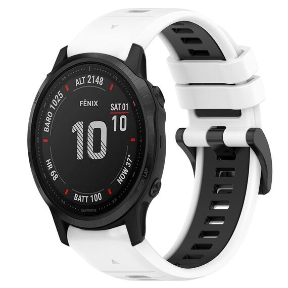 Per Garmin Fenix 6S Pro 20mm Cinturino sportivo in silicone bicolore (bianco + nero)