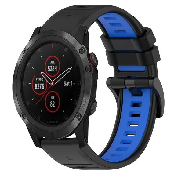 Per Garmin Fenix 5S Plus 20mm Cinturino sportivo in silicone bicolore (nero + blu)