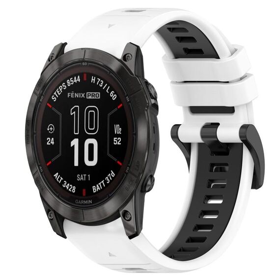Per Garmin Fenix 7X Pro 51mm 26mm Cinturino sportivo in silicone bicolore (bianco + nero)