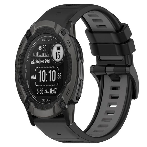 Per Garmin Instinct 2X Solar 26mm Cinturino sportivo in silicone bicolore (nero + grigio)