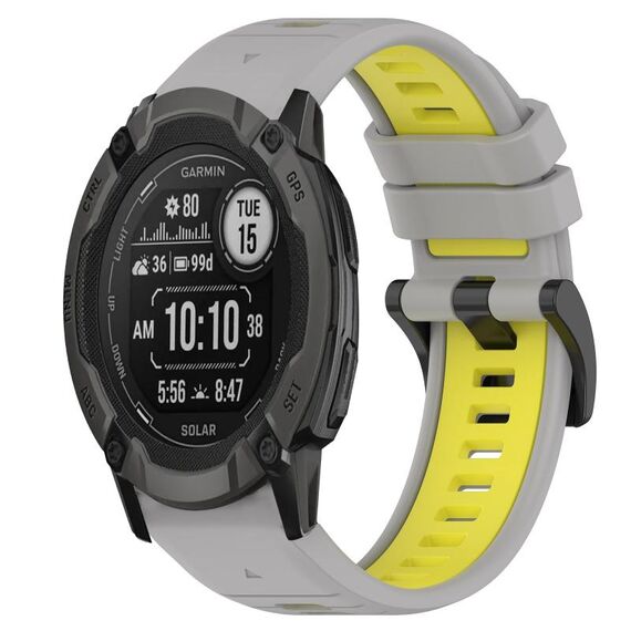 Per Garmin Instinct 2X Solar 26mm Cinturino sportivo in silicone bicolore (grigio + giallo)
