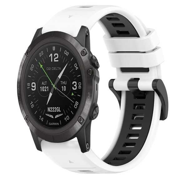 Per Garmin D2 Delta PX 26mm Cinturino sportivo in silicone bicolore (bianco + nero)
