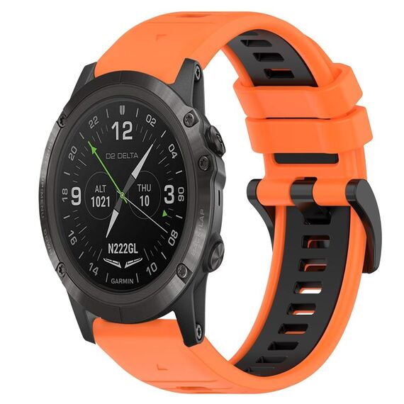 Per Garmin D2 Delta PX 26mm Cinturino sportivo in silicone bicolore (arancione + nero)